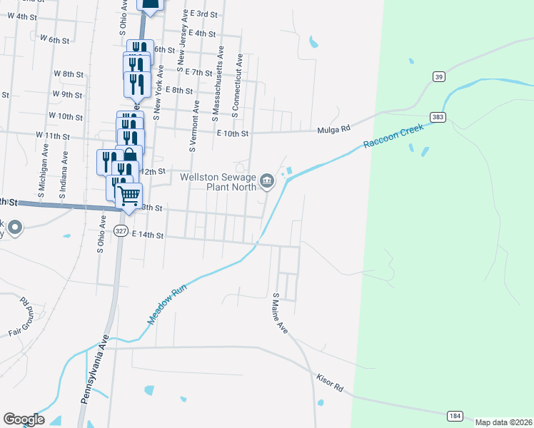 map of restaurants, bars, coffee shops, grocery stores, and more near 1254 South Rhode Island Avenue in Wellston