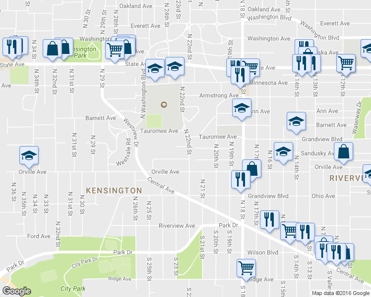 map of restaurants, bars, coffee shops, grocery stores, and more near 2211 Sandusky Avenue in Kansas City