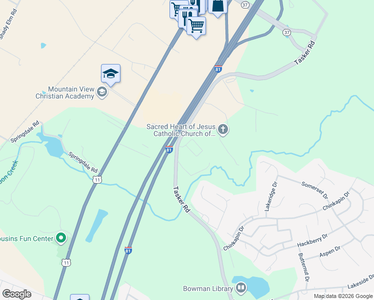 map of restaurants, bars, coffee shops, grocery stores, and more near 234 Schramm Loop in Stephens City