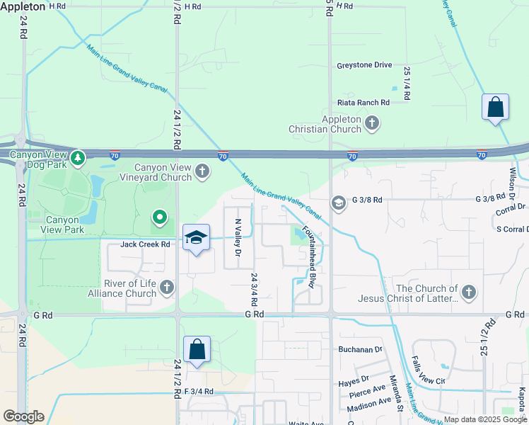 map of restaurants, bars, coffee shops, grocery stores, and more near 729 Scoters Circle in Grand Junction