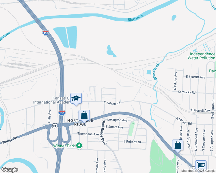map of restaurants, bars, coffee shops, grocery stores, and more near 8710 East Saint John Avenue in Independence