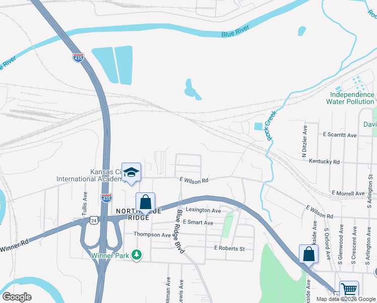 map of restaurants, bars, coffee shops, grocery stores, and more near 8710 East Saint John Avenue in Independence