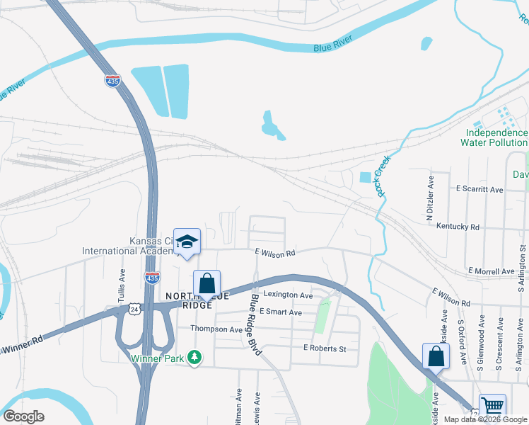 map of restaurants, bars, coffee shops, grocery stores, and more near 8710 East Saint John Avenue in Independence