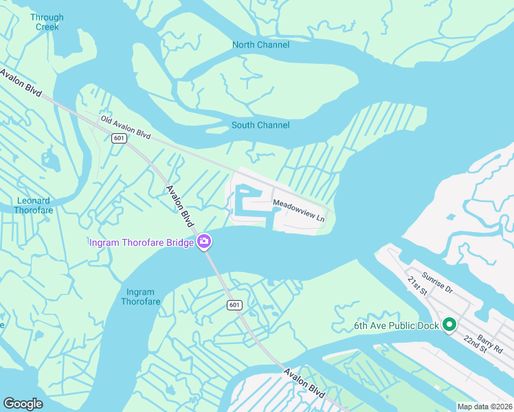 map of restaurants, bars, coffee shops, grocery stores, and more near 135 Meadowview Lane in Avalon