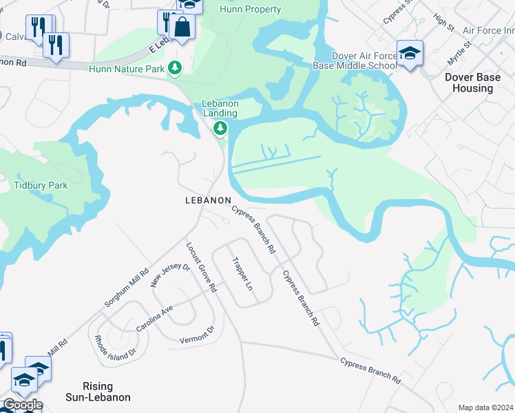 map of restaurants, bars, coffee shops, grocery stores, and more near 63 Raylen Court in Magnolia