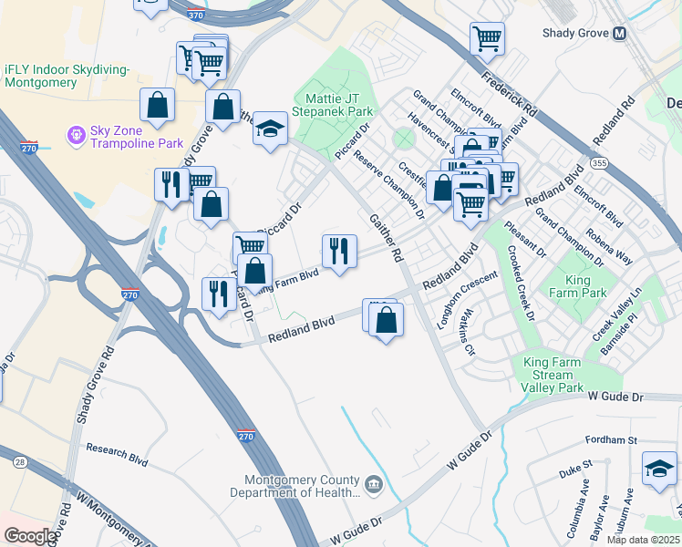 702 King Farm Boulevard Rockville Md Walk Score Map Of Restaurants Bars Coffee S Grocery Ore Near 702