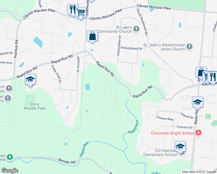 map of restaurants, bars, coffee shops, grocery stores, and more near 840 Woodshire Drive in Cincinnati