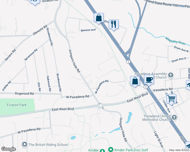 map of restaurants, bars, coffee shops, grocery stores, and more near 8306 Carli Court in Millersville