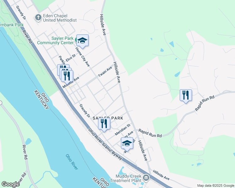 map of restaurants, bars, coffee shops, grocery stores, and more near 220 Rockaway Avenue in Cincinnati