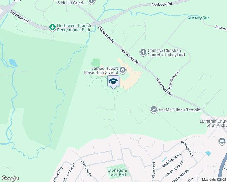 map of restaurants, bars, coffee shops, grocery stores, and more near 300 Norwood Road in Silver Spring