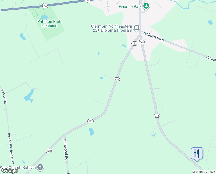 map of restaurants, bars, coffee shops, grocery stores, and more near 5013 Ohio 132 in Batavia