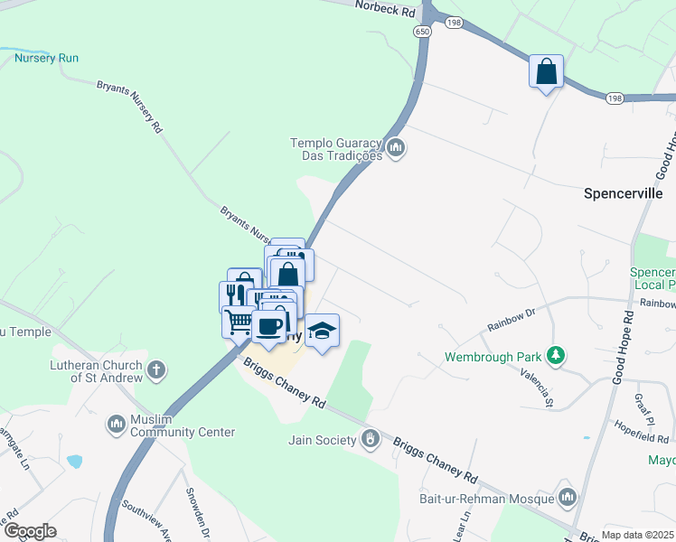 map of restaurants, bars, coffee shops, grocery stores, and more near in Silver Spring