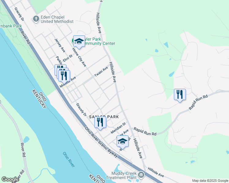 map of restaurants, bars, coffee shops, grocery stores, and more near 220 Rockaway Avenue in Cincinnati