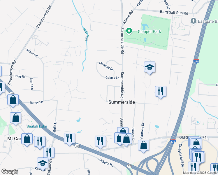 map of restaurants, bars, coffee shops, grocery stores, and more near 4629 Clayton Drive in Cincinnati
