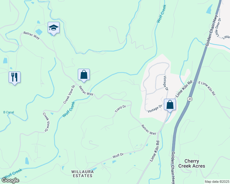 map of restaurants, bars, coffee shops, grocery stores, and more near 10581 Salcido Lane in Grass Valley