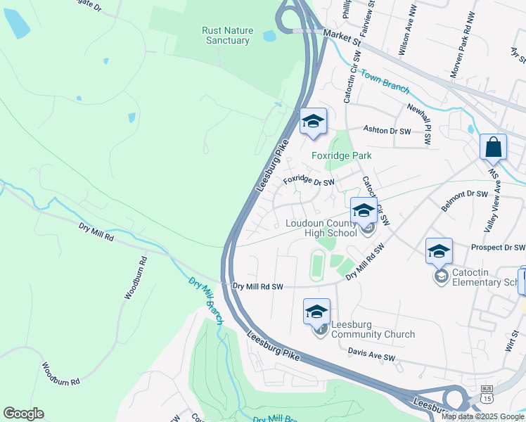 map of restaurants, bars, coffee shops, grocery stores, and more near 403 Deerpath Avenue Southwest in Leesburg
