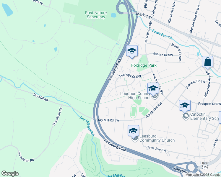 map of restaurants, bars, coffee shops, grocery stores, and more near 403 Deerpath Avenue Southwest in Leesburg