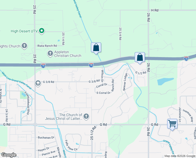 map of restaurants, bars, coffee shops, grocery stores, and more near 744 Wilson Court in Grand Junction
