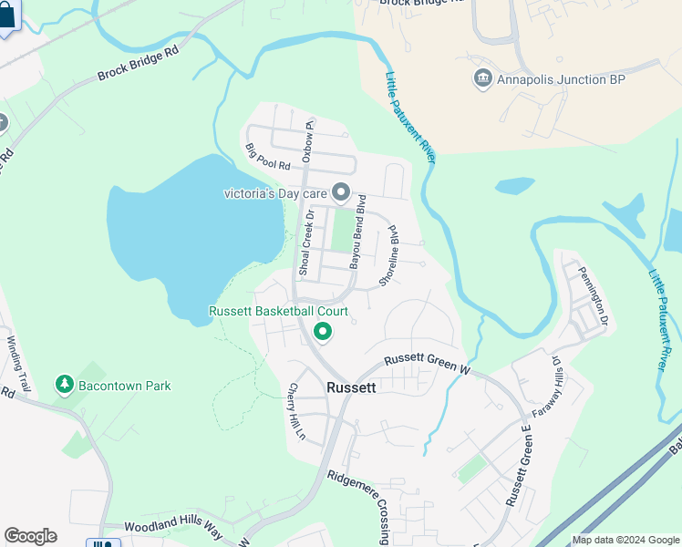 map of restaurants, bars, coffee shops, grocery stores, and more near 3009 Spice Bush Road in Laurel