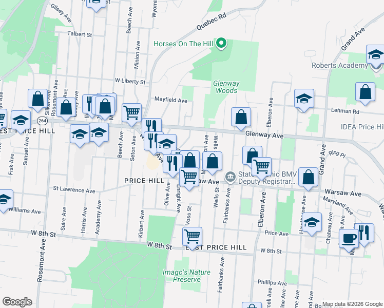 map of restaurants, bars, coffee shops, grocery stores, and more near 3625 Lasalle Avenue in Cincinnati