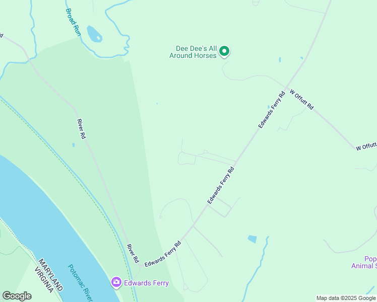 map of restaurants, bars, coffee shops, grocery stores, and more near 15600 Edwards Ferry Road in Poolesville