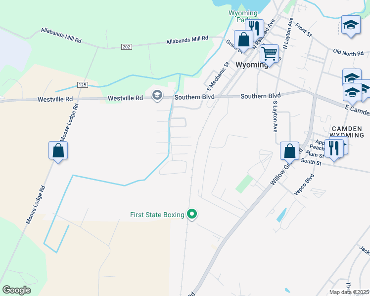 map of restaurants, bars, coffee shops, grocery stores, and more near 62 Pepperwood Drive in Wyoming