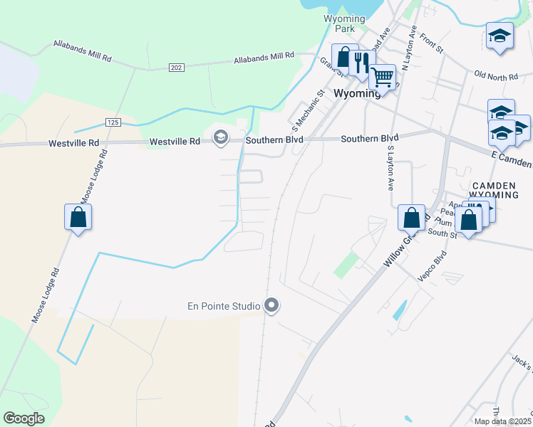 map of restaurants, bars, coffee shops, grocery stores, and more near 82 Pepperwood Drive in Wyoming