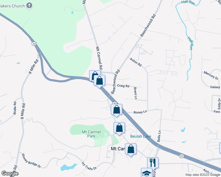 map of restaurants, bars, coffee shops, grocery stores, and more near 445 Craig Road in Cincinnati