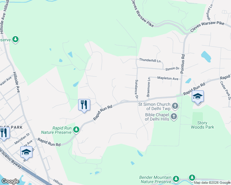 map of restaurants, bars, coffee shops, grocery stores, and more near 852 Foxcreek Lane in Cincinnati