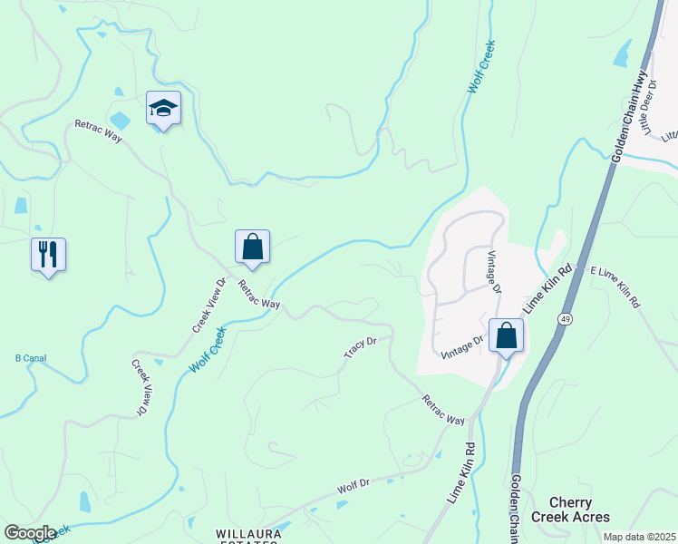 map of restaurants, bars, coffee shops, grocery stores, and more near 10581 Salcido Ln in Grass Valley