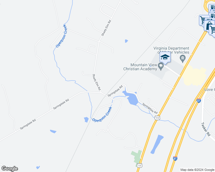 map of restaurants, bars, coffee shops, grocery stores, and more near 1043 Shady Elm Road in Winchester