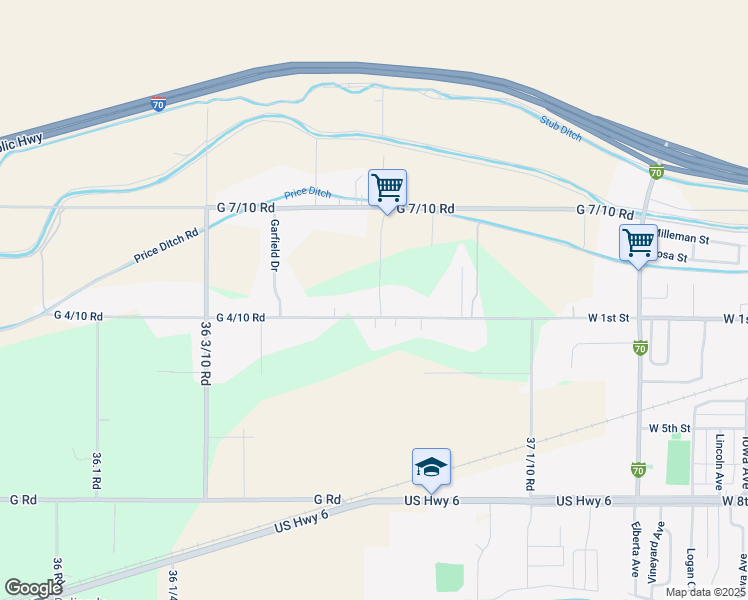 map of restaurants, bars, coffee shops, grocery stores, and more near 3670 G 4/10 Road in Palisade