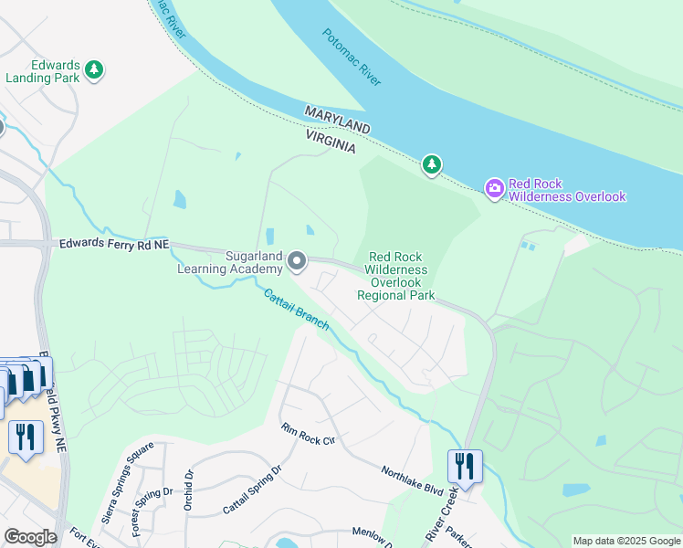 map of restaurants, bars, coffee shops, grocery stores, and more near 18184 Mill House Square in Leesburg