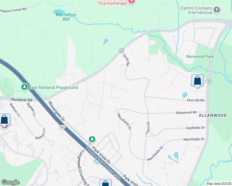 map of restaurants, bars, coffee shops, grocery stores, and more near 2312 Cranberry Terrace in Silver Spring