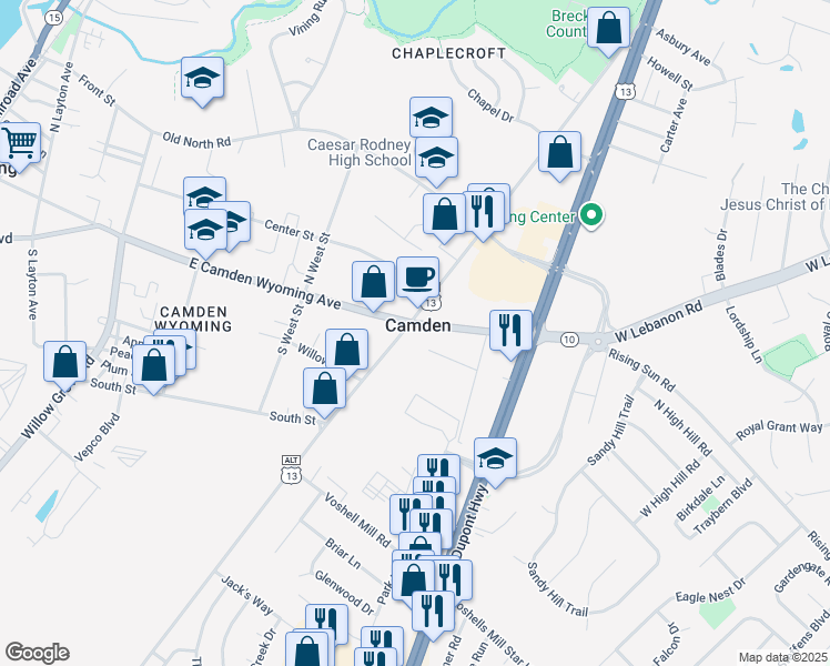map of restaurants, bars, coffee shops, grocery stores, and more near 310 William Street in Camden