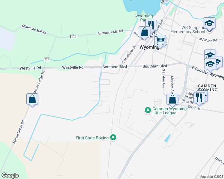 map of restaurants, bars, coffee shops, grocery stores, and more near 99 Downey Oak Circle in Wyoming