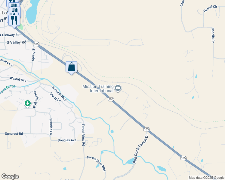 map of restaurants, bars, coffee shops, grocery stores, and more near in Palmer Lake