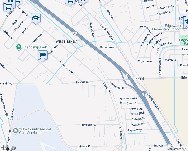 map of restaurants, bars, coffee shops, grocery stores, and more near 5526 Arboga Road in Olivehurst