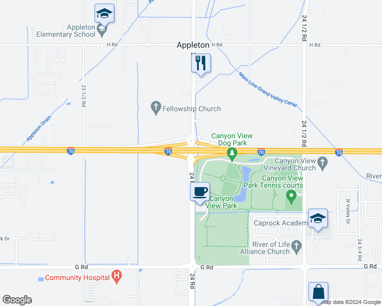 map of restaurants, bars, coffee shops, grocery stores, and more near 700 24 Road in Grand Junction