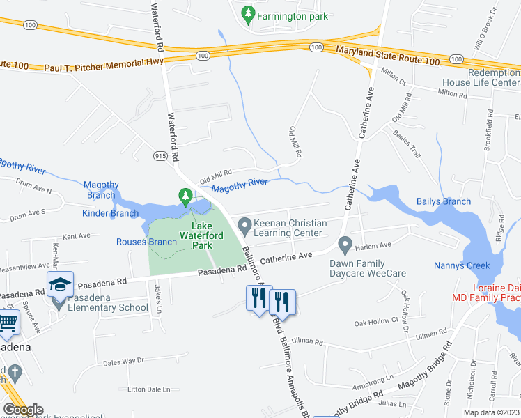 map of restaurants, bars, coffee shops, grocery stores, and more near 914 Druid Hill Avenue in Pasadena