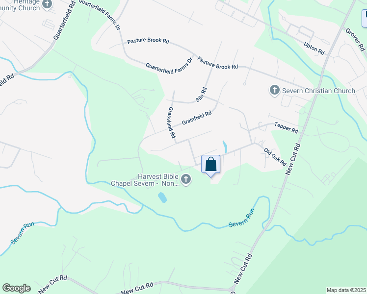 map of restaurants, bars, coffee shops, grocery stores, and more near 519 Wet Sand Drive in Severn