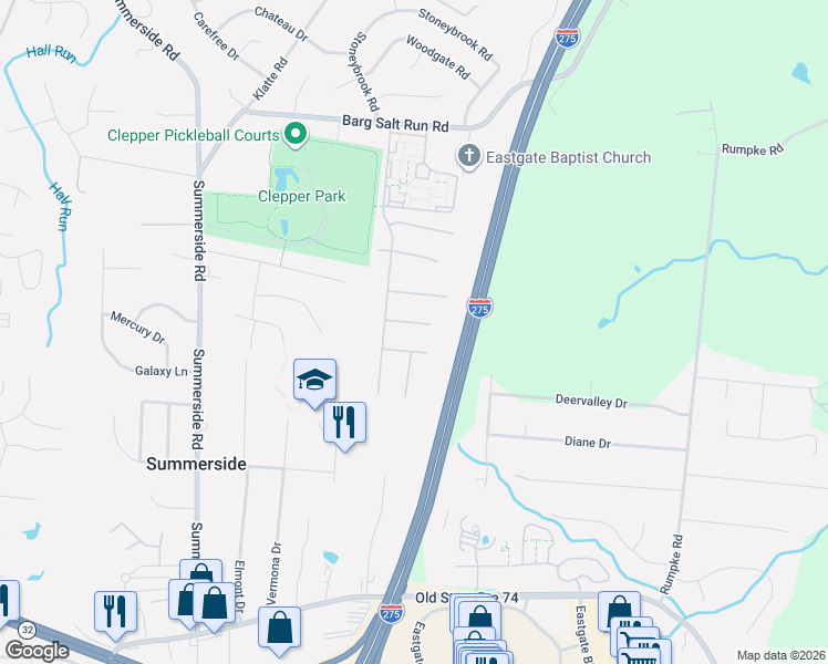 map of restaurants, bars, coffee shops, grocery stores, and more near 687 Bobolink Court in Cincinnati