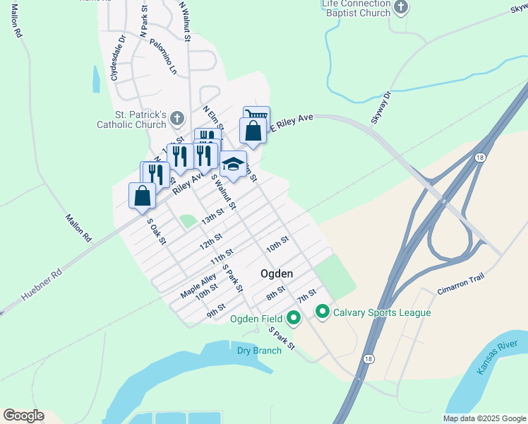 map of restaurants, bars, coffee shops, grocery stores, and more near 204 12th Street in Milford