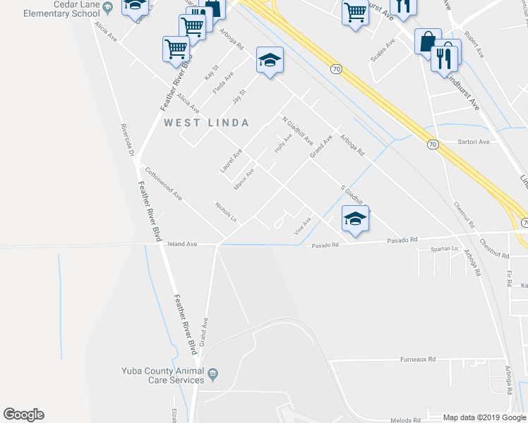 map of restaurants, bars, coffee shops, grocery stores, and more near 1066 Grand Avenue in Olivehurst