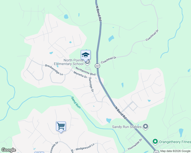 map of restaurants, bars, coffee shops, grocery stores, and more near 1401 Northpointe Boulevard in Hebron