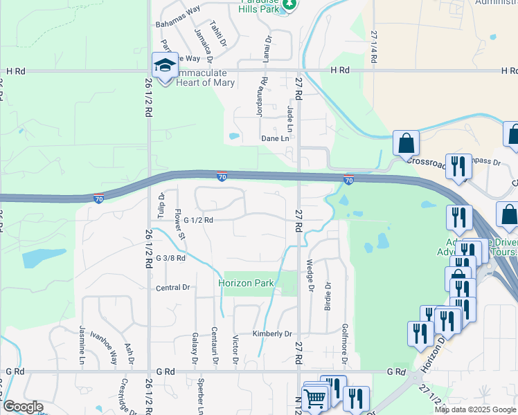 map of restaurants, bars, coffee shops, grocery stores, and more near 2685-2687 G 1/2 Road in Grand Junction