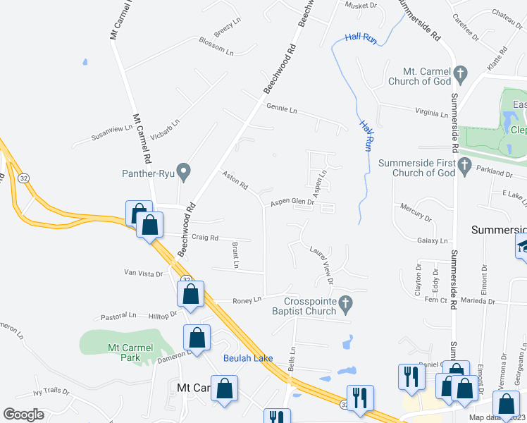 map of restaurants, bars, coffee shops, grocery stores, and more near 4668 Aston Road in Cincinnati