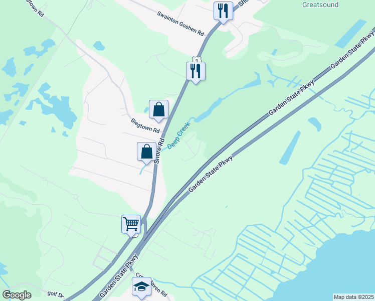 map of restaurants, bars, coffee shops, grocery stores, and more near 203 Congressional Drive in Middle Township