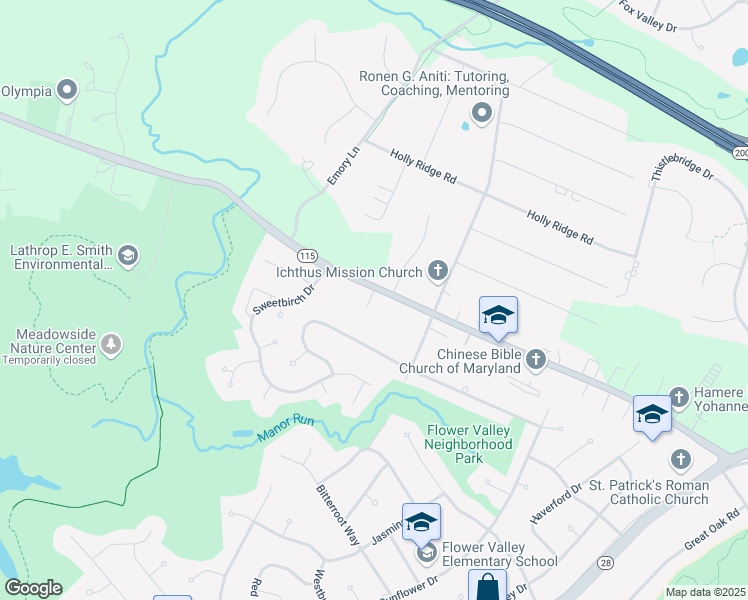 map of restaurants, bars, coffee shops, grocery stores, and more near 4630 Muncaster Mill Road in Rockville