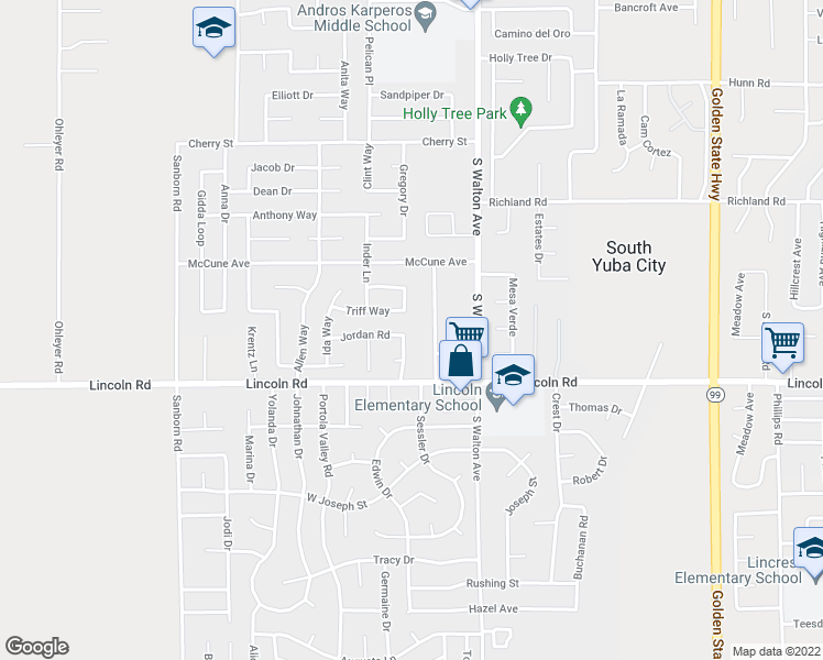 map of restaurants, bars, coffee shops, grocery stores, and more near 884 Crisp Drive in Yuba City